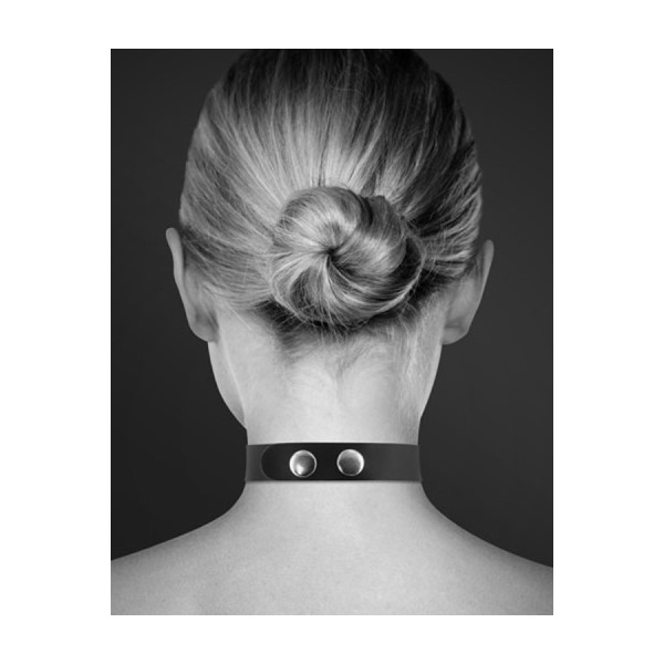 Collier en cuir noir SM avec Sexy en strass 